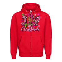 Red pink christmas joy black woman Zipper Hoodie - MaliasSmallBusiness