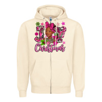 Sandshell pink christmas joy black woman Zipper Hoodie - MaliasSmallBusiness