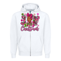 White pink christmas joy black woman Zipper Hoodie - MaliasSmallBusiness