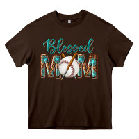 Chocolate Brown western blessed mom with baseball Heavy Core Tee - texasbilliewilder