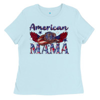 Baby Blue American mama with cowboy Ladies Tee - texasbilliewilder