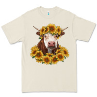 Bone hereford cow with sunflowers Premium Tee - RanaPortraitStore