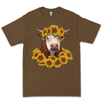 Cacao hereford cow with sunflowers Premium Tee - RanaPortraitStore