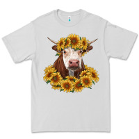 Dove Grey hereford cow with sunflowers Premium Tee - RanaPortraitStore