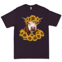 Plum hereford cow with sunflowers Premium Tee - RanaPortraitStore