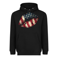 Black Vintage American Flag Lips Heavyweight Hoodie - Bettercallsaul