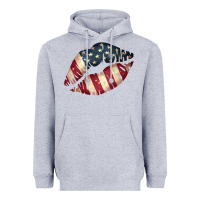 Heather Grey Vintage American Flag Lips Heavyweight Hoodie - Bettercallsaul