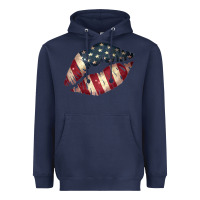 Navy Vintage American Flag Lips Heavyweight Hoodie - Bettercallsaul