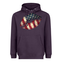 Plum Vintage American Flag Lips Heavyweight Hoodie - Bettercallsaul