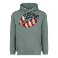 Sage Vintage American Flag Lips Heavyweight Hoodie - Bettercallsaul