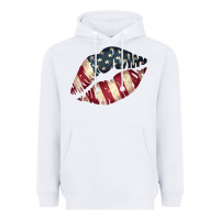 White Vintage American Flag Lips Heavyweight Hoodie - Bettercallsaul