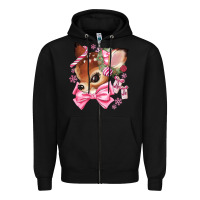 Black reindeer head christmas Zipper Hoodie - MaliasSmallBusiness