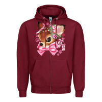 Burgundy reindeer head christmas Zipper Hoodie - MaliasSmallBusiness