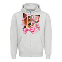 Dove Grey reindeer head christmas Zipper Hoodie - MaliasSmallBusiness