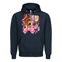 Navy reindeer head christmas Zipper Hoodie - MaliasSmallBusiness