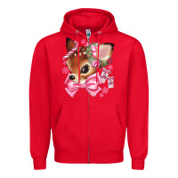 Red reindeer head christmas Zipper Hoodie - MaliasSmallBusiness