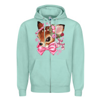 Seafoam reindeer head christmas Zipper Hoodie - MaliasSmallBusiness