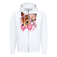 White reindeer head christmas Zipper Hoodie - MaliasSmallBusiness