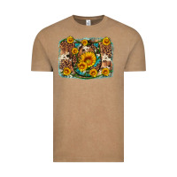 Vintage Coffee sunflower gemstone leopard cowhide horseshoe background Vintage Tee - Artiststas
