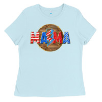 Baby Blue American mama with lightning bolt Ladies Tee - texasbilliewilder
