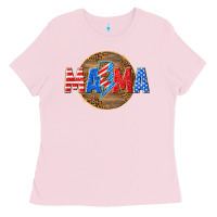 Bubblegum Pink American mama with lightning bolt Ladies Tee - texasbilliewilder