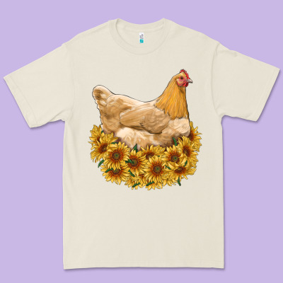 Chicken With Sunflowers Premium Tee Designed By Ranaportraitstore