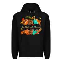 Black pumpkin thankful and blessed Premium Hoodie - NancyCooperArtShop