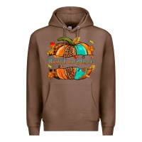 Chestnut pumpkin thankful and blessed Premium Hoodie - NancyCooperArtShop
