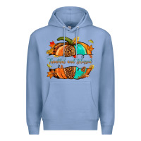 Colony Blue pumpkin thankful and blessed Premium Hoodie - NancyCooperArtShop