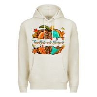 Oatmeal Heather pumpkin thankful and blessed Premium Hoodie - NancyCooperArtShop