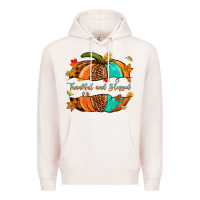 Pale Pink pumpkin thankful and blessed Premium Hoodie - NancyCooperArtShop