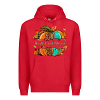 Red pumpkin thankful and blessed Premium Hoodie - NancyCooperArtShop