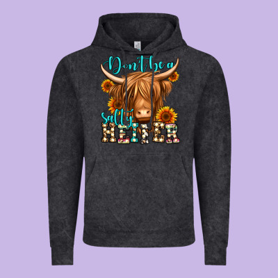 Don't Be A Salty Heifer Long Haired Cow Vintage Hoodie Designed By Jasminsmagicworld