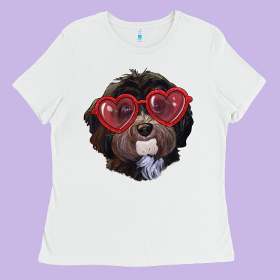Havanese Dog With Love Glasses Ladies Tee Designed By Ranaportraitstore