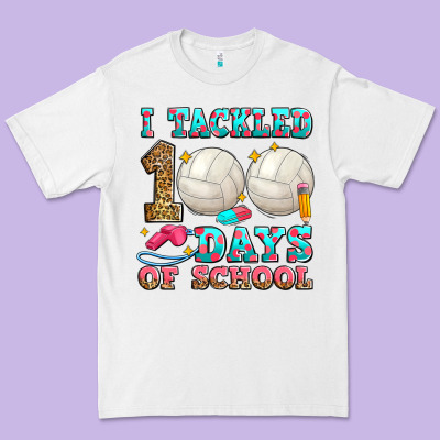I Tackled 100 Days Of School Volleyball Premium Tee Designed By Zillion Design Studio