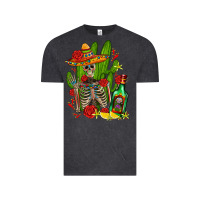 Vintage Black skeleton with sombrero and tequila Vintage Tee - AdoDesignShop