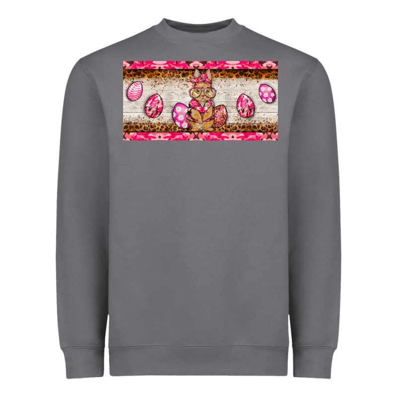 Pink Camouflage Egg Hunter Bunny   License Plate Heavyweight Sweatshirt by BarkalooDesign | Teevron