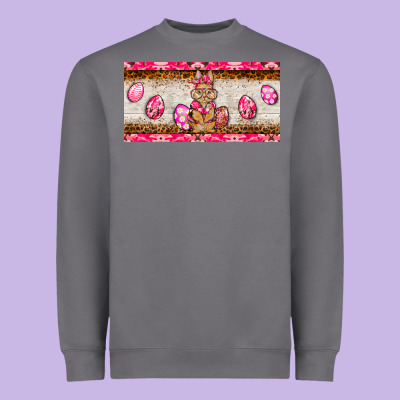 Pink Camouflage Egg Hunter Bunny   License Plate Heavyweight Sweatshirt Designed By Barkaloodesign