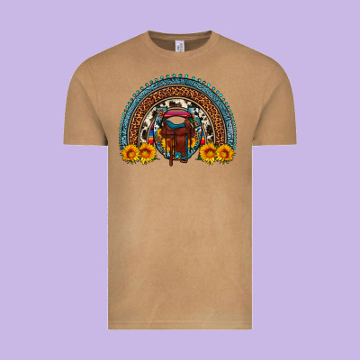 Saddle Sunflower Horseshoe Rainbow Vintage Tee Designed By Artiststas