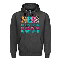 Charcoal Heather It's all a mess the house the car Zipper Hoodie - MaliasSmallBusiness