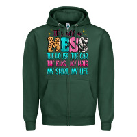 Sports Green It's all a mess the house the car Zipper Hoodie - MaliasSmallBusiness