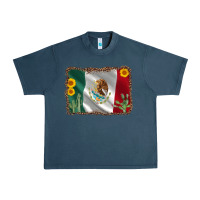 Midnight Navy mexico flag sunflower cactus Urban Heavy Tee - AdoDesignShop