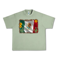 Oil Green mexico flag sunflower cactus Urban Heavy Tee - AdoDesignShop