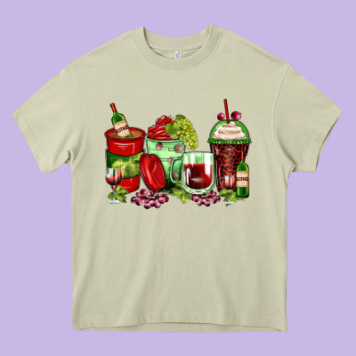 Wine Coffee Cups Heavy Core Tee Designed By Zillion Design Studio