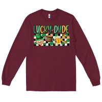 Burgundy lucky dude Long Sleeve Tee - MaliasSmallBusiness