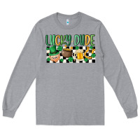 Heather Grey lucky dude Long Sleeve Tee - MaliasSmallBusiness