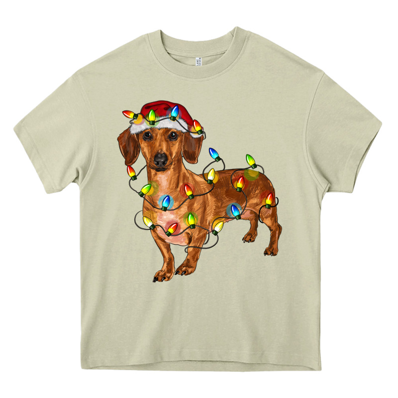 Dachshund With Christmas Lights Heavy Core Tee by RanaPortraitStore | Teevron