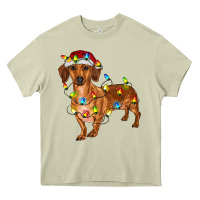 Mossy dachshund with christmas lights Heavy Core Tee - RanaPortraitStore