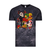 Cloud Black mexican dead day with skeleton cat Vintage Tee - AdoDesignShop