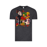 Vintage Black mexican dead day with skeleton cat Vintage Tee - AdoDesignShop